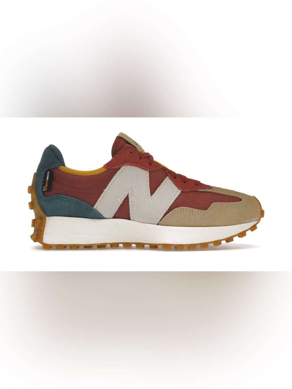 New Balance 327 Bordeaux, Tan and Teal M8, W9.5, amazing condition